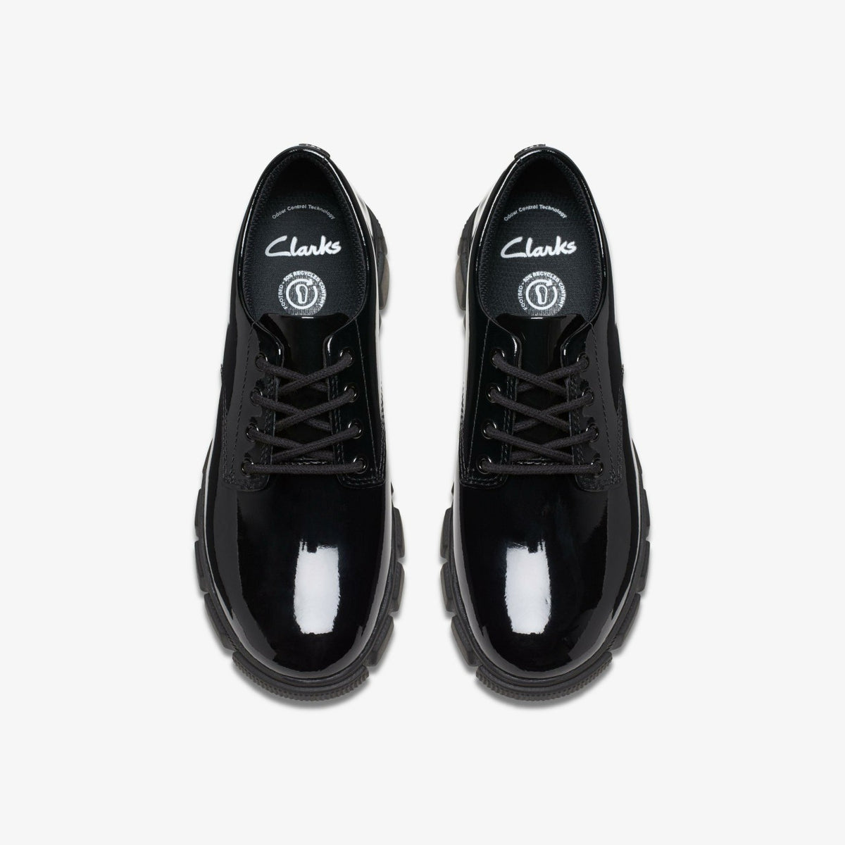 Clarks Quality / Evyn Lace Kid Black Patent