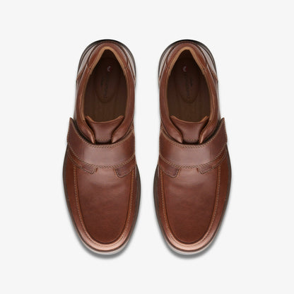 Clarks Hot Sale / Un Abode Strap Loafer Dark Tan Leather
