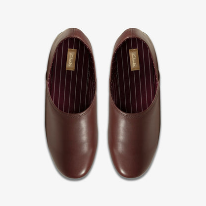 Clarks Best Seller / Harston Elite Slipper Burgundy Leather