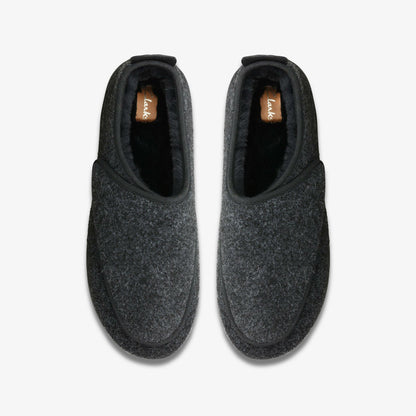 Clarks Hot Sale / King Riptape Slipper Dark Grey Felt