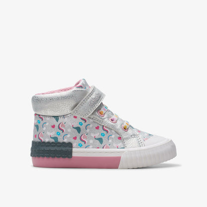 Clarks Top Pick / Foxing Halo Hi Toddler Silver