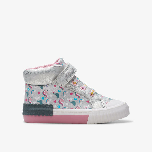 Clarks Top Pick / Foxing Halo Hi Toddler Silver