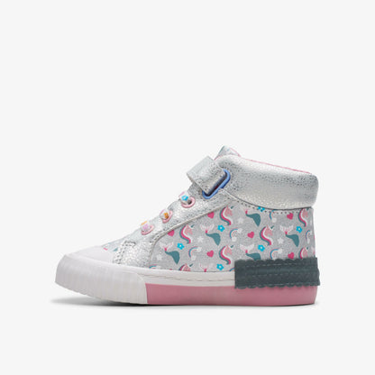 Clarks Top Pick / Foxing Halo Hi Toddler Silver