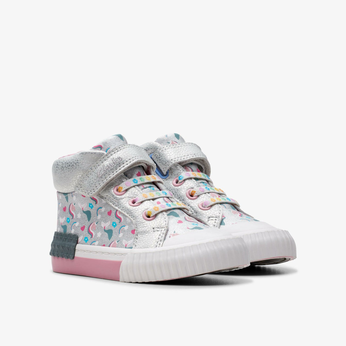 Clarks Top Pick / Foxing Halo Hi Toddler Silver
