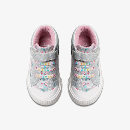 Clarks Top Pick / Foxing Halo Hi Toddler Silver