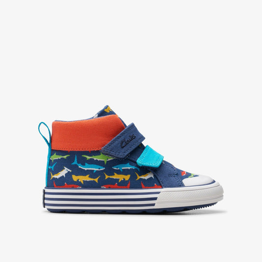 Clarks Great Value / Foxing Save Hi Toddler Navy Print