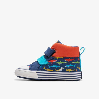 Clarks Great Value / Foxing Save Hi Toddler Navy Print