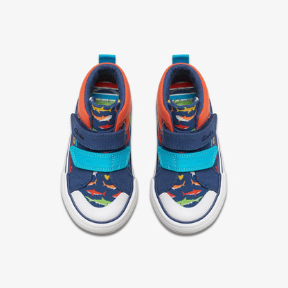 Clarks Great Value / Foxing Save Hi Toddler Navy Print