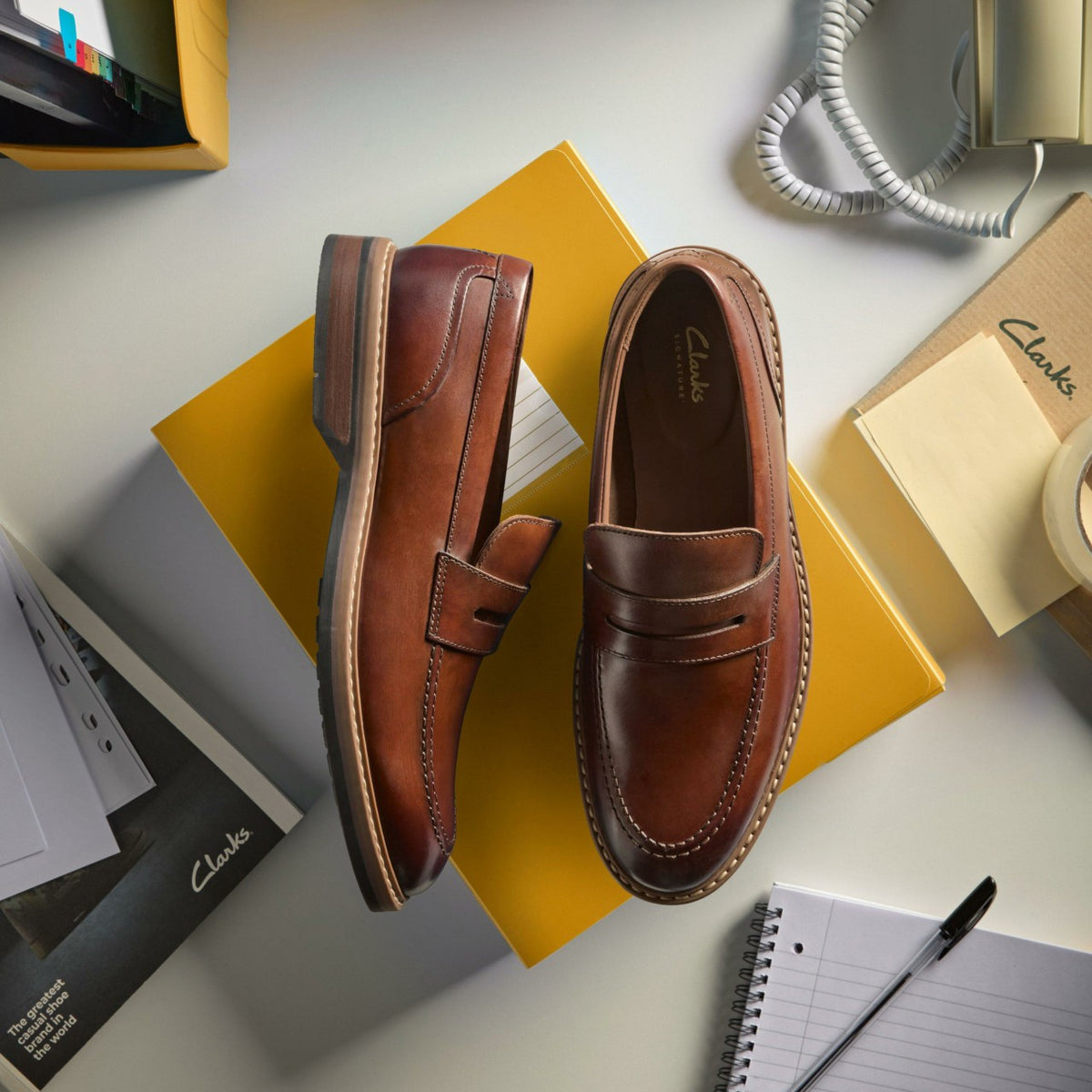 Clarks Top Pick / Aldwin Step Loafer Mid Tan Leather