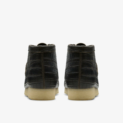 Clarks Sale / Wallabee Boot Black Crocodile Distress