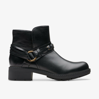 Clarks Best Price / Hearth Kaylie Ankle Boot Black Leather