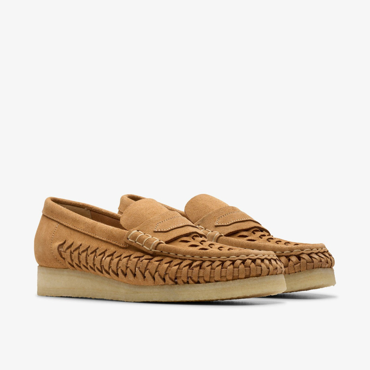 Clarks Hot Sale / Wallabee Loafer Weave Tan Suede