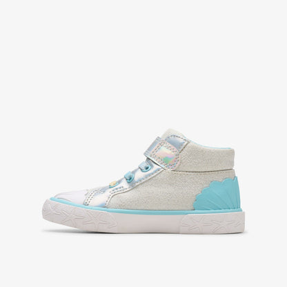 Clarks Best Price / Foxing Wish Hi Toddler Silver Fabric