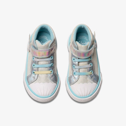 Clarks Best Price / Foxing Wish Hi Toddler Silver Fabric