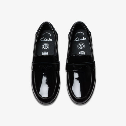 Clarks Top Pick / Finja Bright Older Black Patent