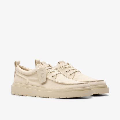 Clarks Premium / Polden Moc Off White Canvas