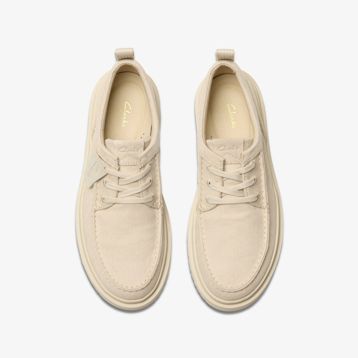 Clarks Premium / Polden Moc Off White Canvas