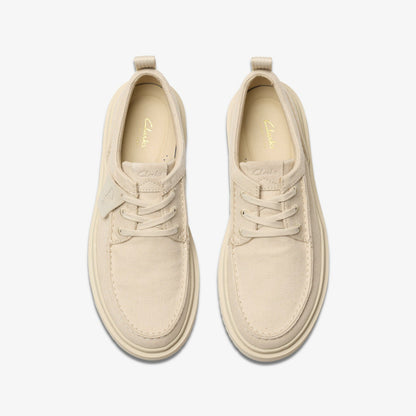 Clarks Premium / Polden Moc Off White Canvas