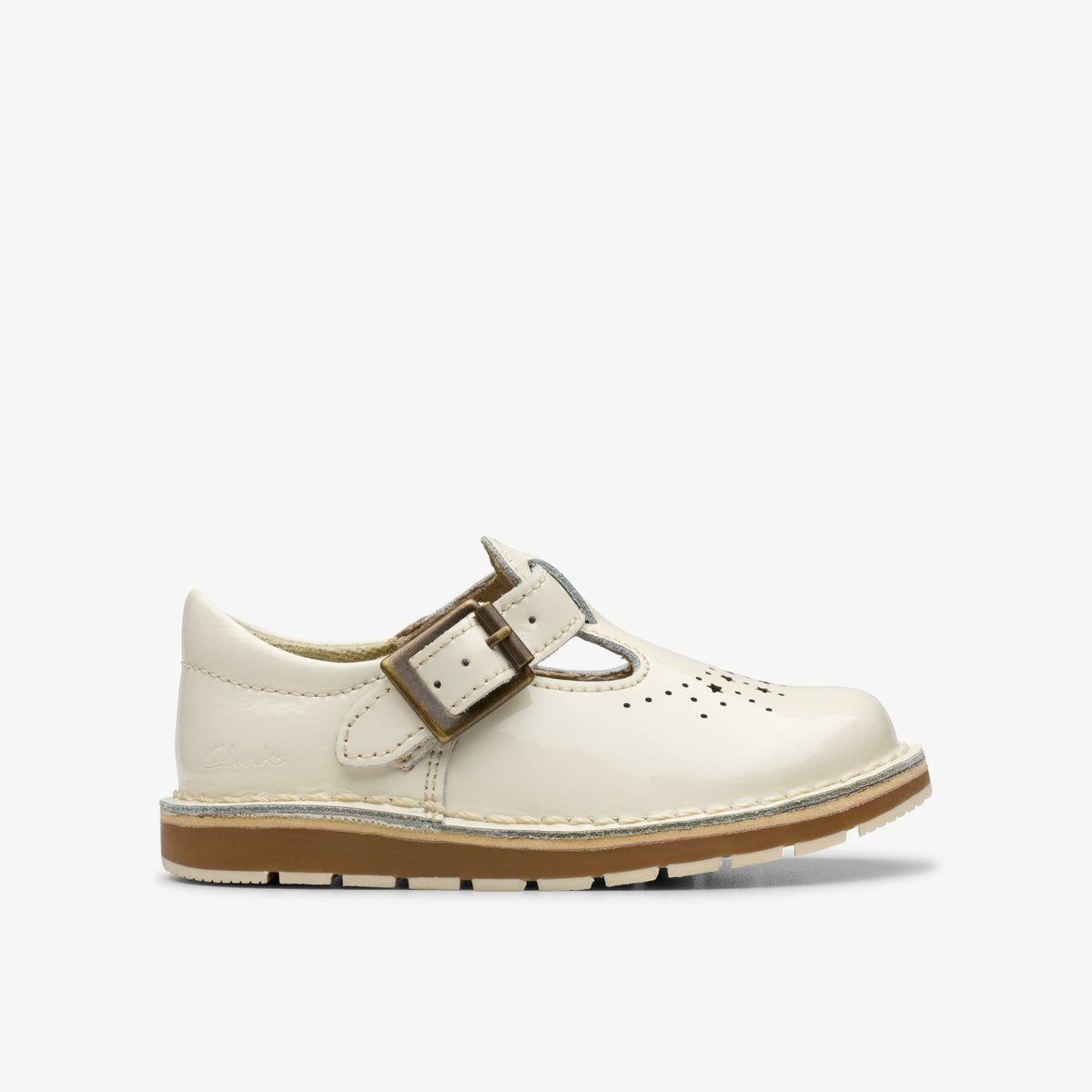 Clarks Essential / Joyful Skip Toddler White Patent