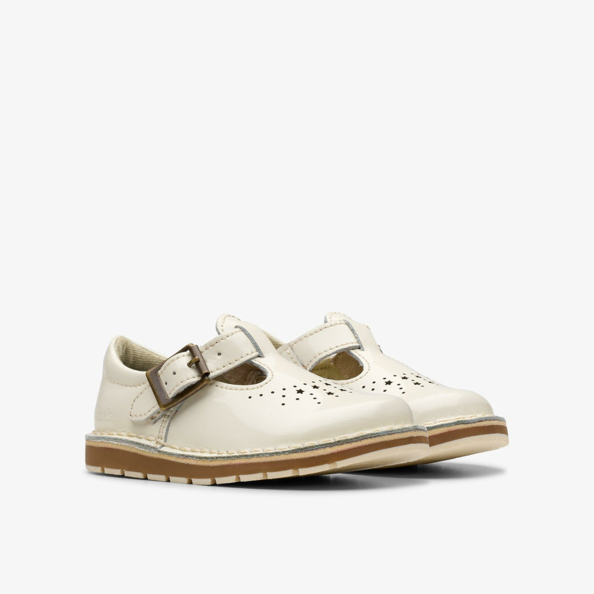 Clarks Essential / Joyful Skip Toddler White Patent