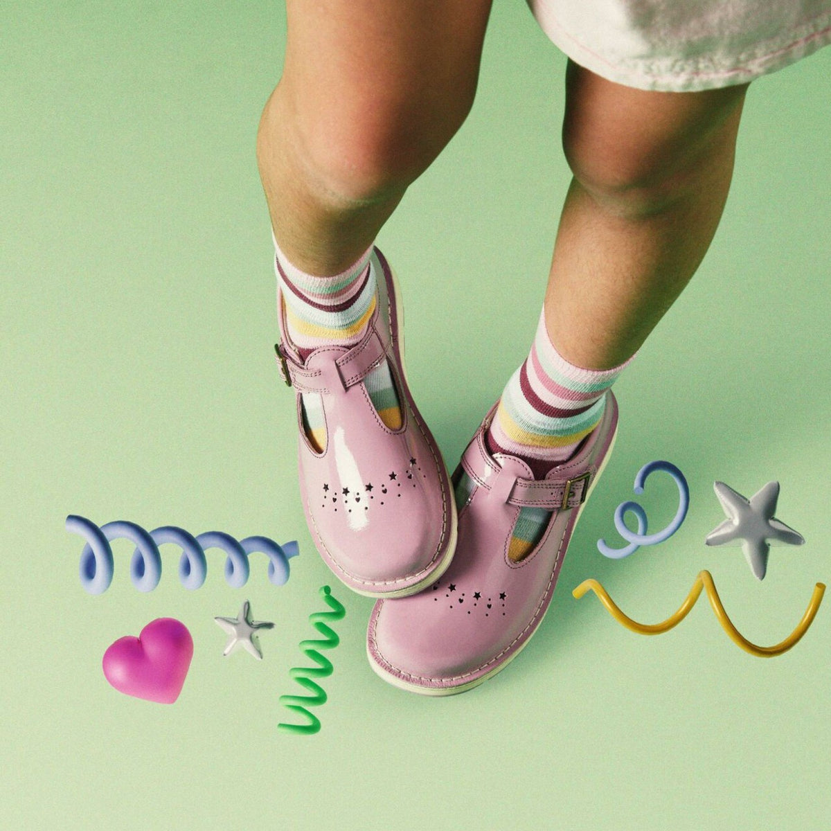 Clarks Exclusive / Joyful Skip Kid Pink Patent