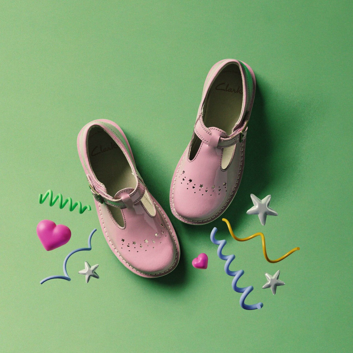Clarks Exclusive / Joyful Skip Kid Pink Patent