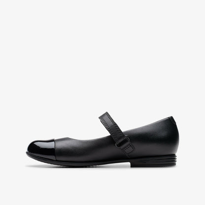 Clarks Essential / Finja Gem Kid Black Leather