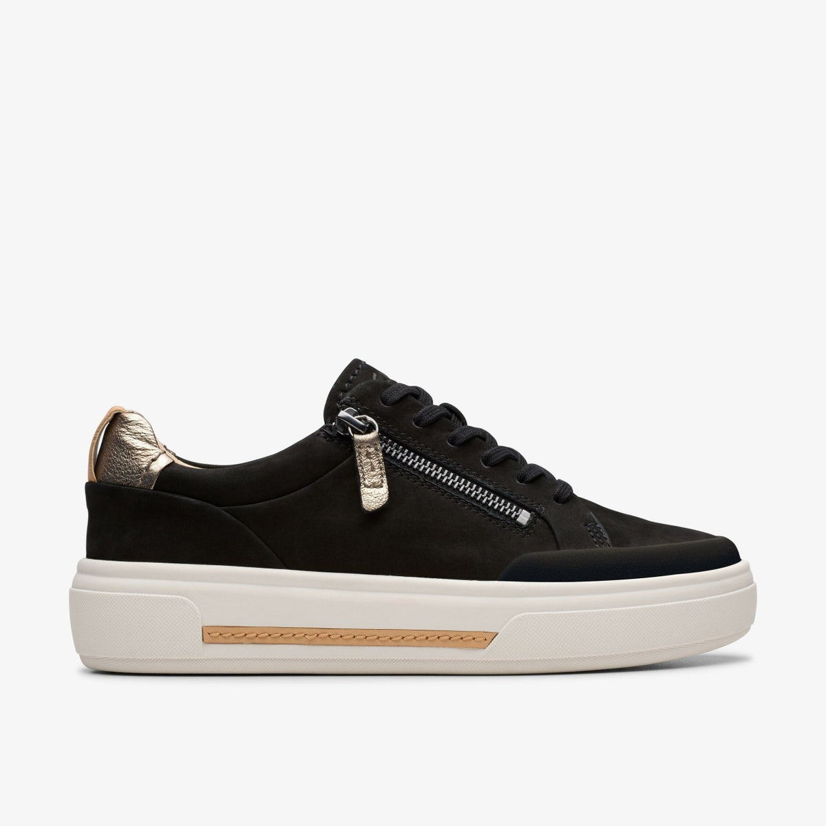 Clarks Great Value / Hollyhock Zip Black Nubuck
