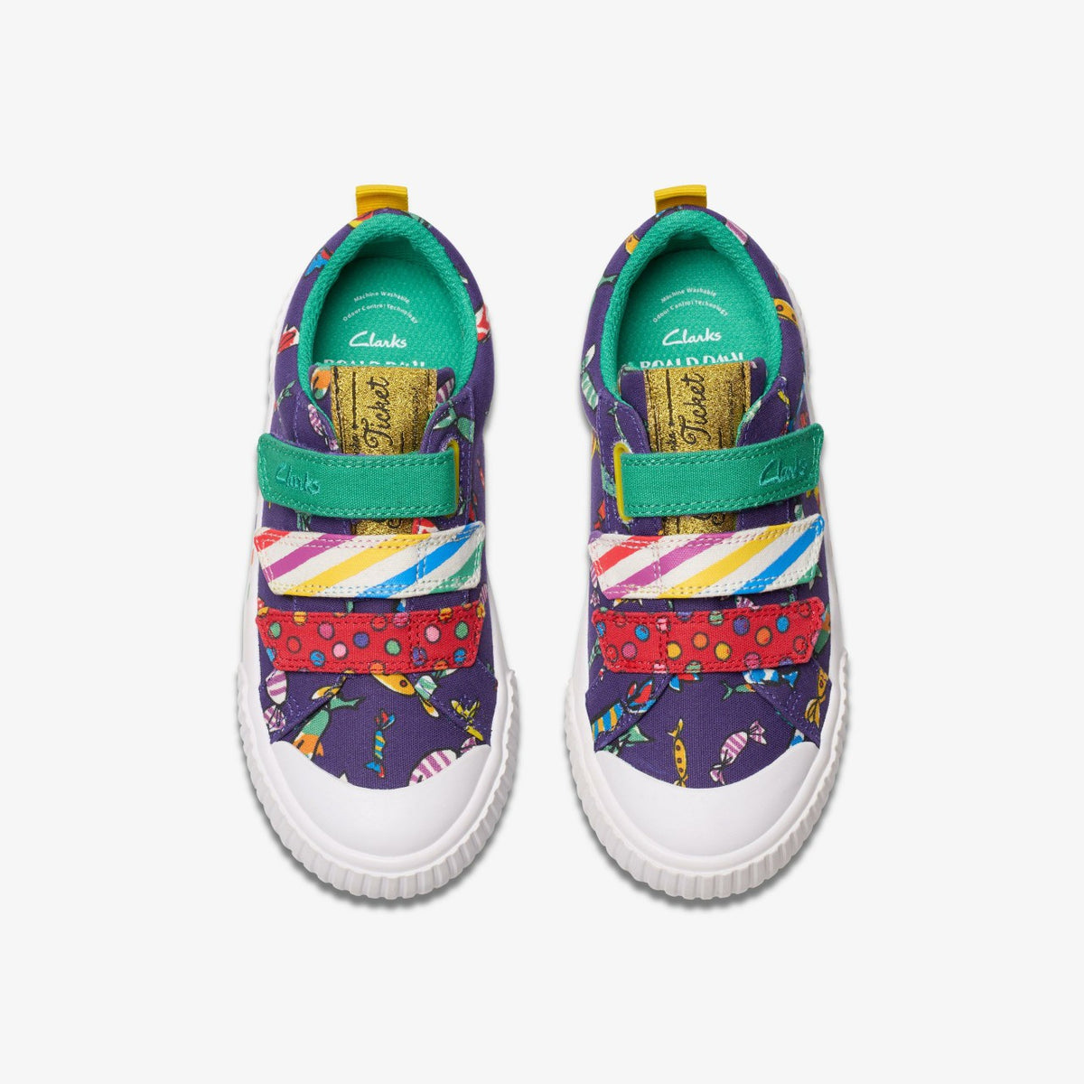 Clarks Trending / Roald Dahl Charlie & the Chocolate Factory Foxing Mix Kid Purple Canvas