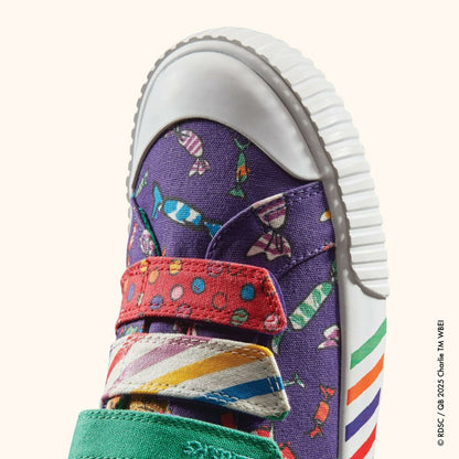Clarks Trending / Roald Dahl Charlie & the Chocolate Factory Foxing Mix Kid Purple Canvas