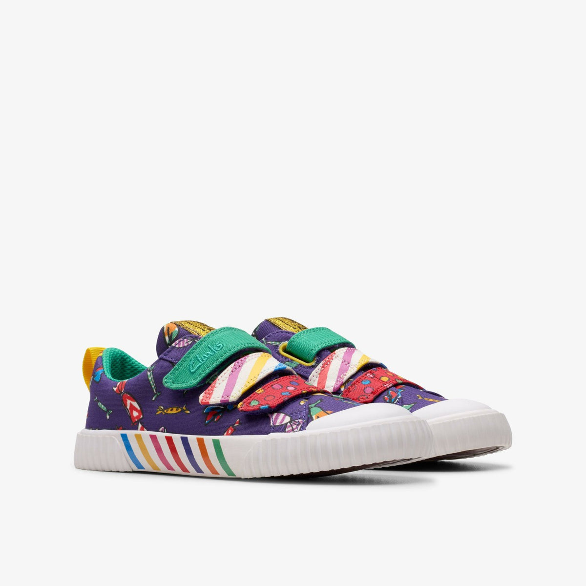 Clarks Trending / Roald Dahl Charlie & the Chocolate Factory Foxing Mix Kid Purple Canvas