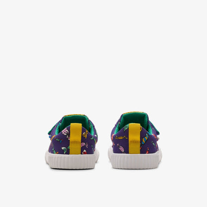 Clarks Trending / Roald Dahl Charlie & the Chocolate Factory Foxing Mix Kid Purple Canvas