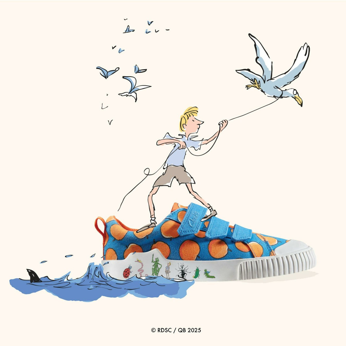 Clarks Customer Favorite / Roald Dahl James & the Giant Peach Foxing Air Kid Blue Canvas