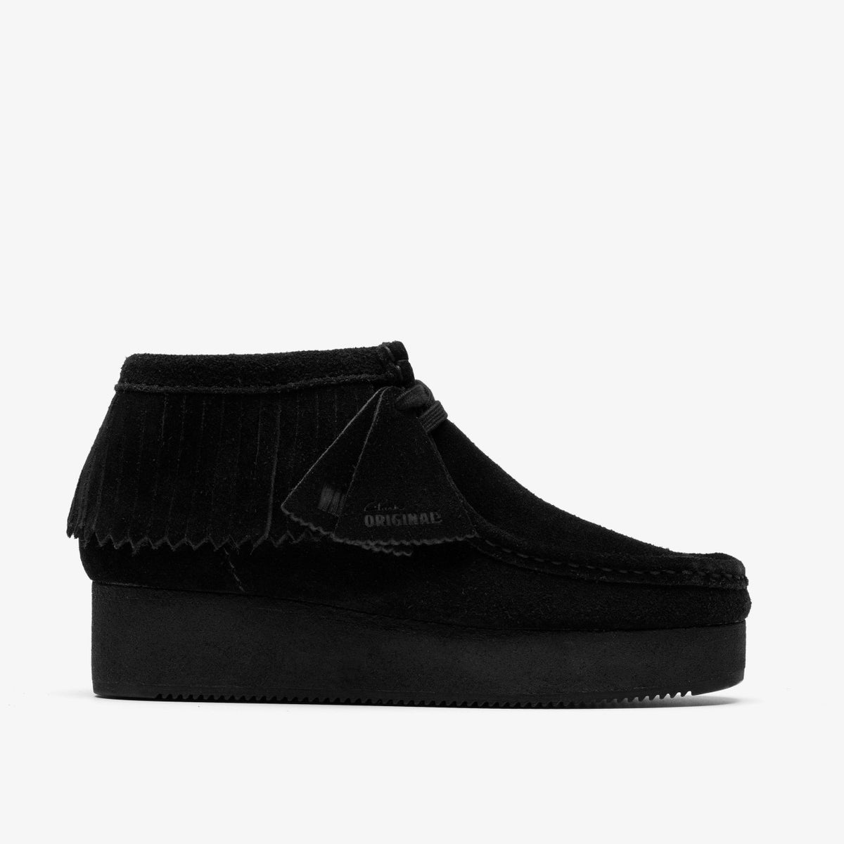 Clarks Sale / Wallabee Wedge Fringe Black Suede