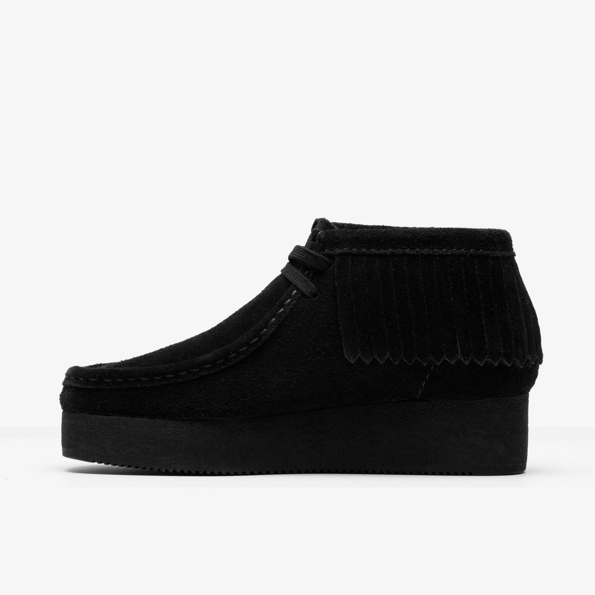Clarks Sale / Wallabee Wedge Fringe Black Suede