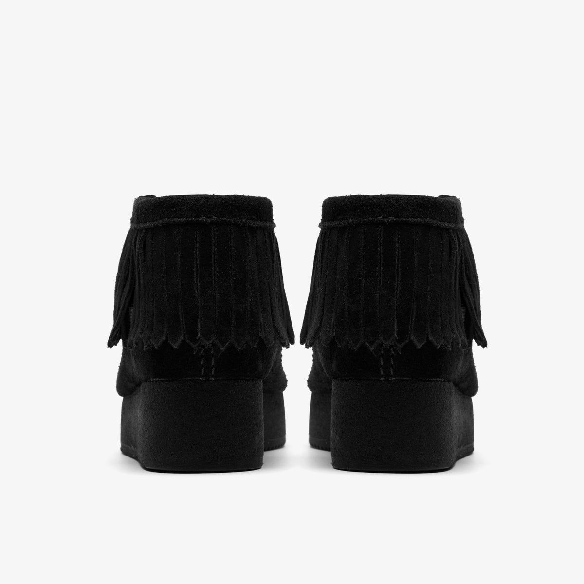 Clarks Sale / Wallabee Wedge Fringe Black Suede