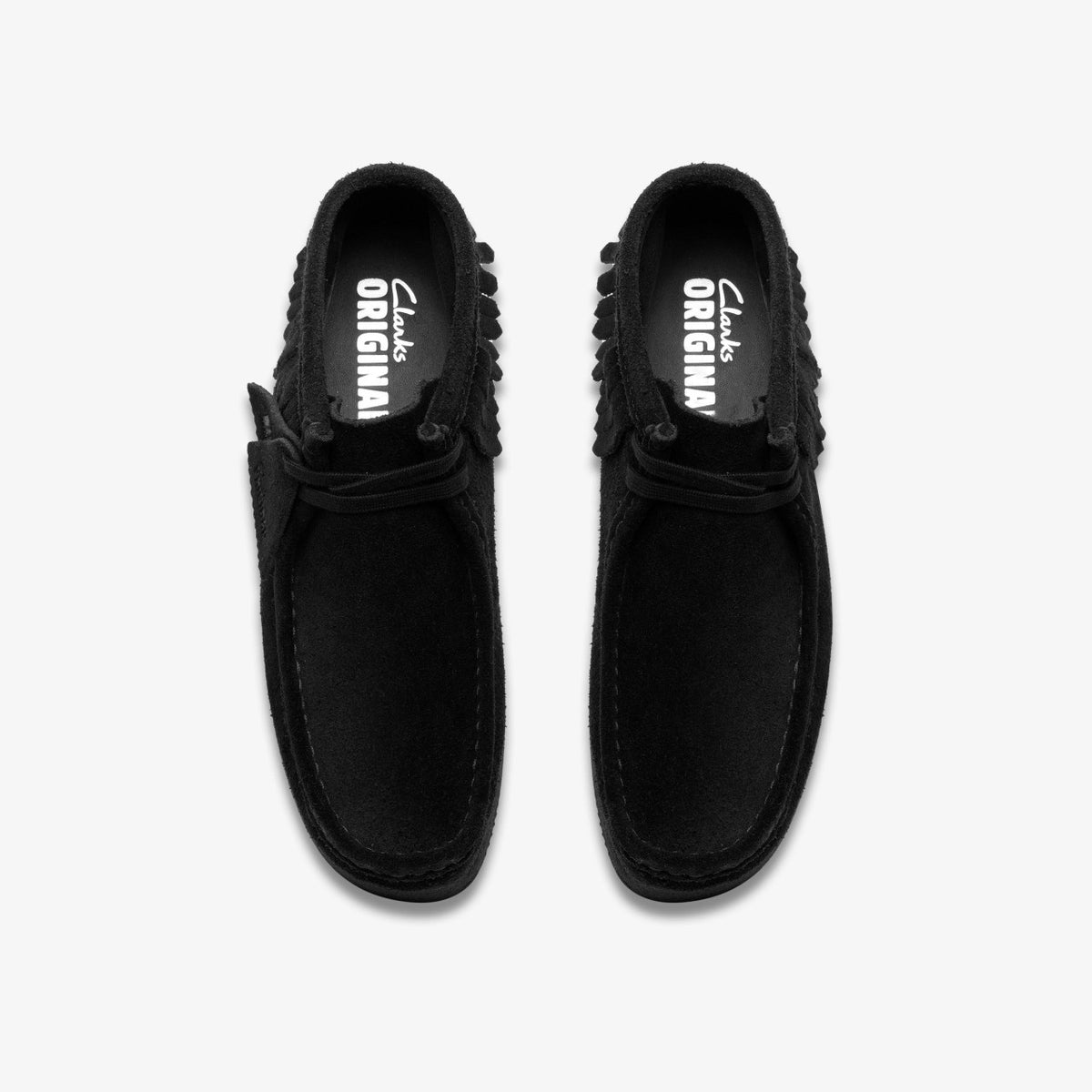 Clarks Sale / Wallabee Wedge Fringe Black Suede