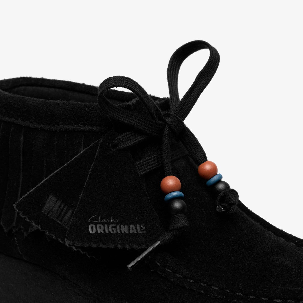 Clarks Sale / Wallabee Wedge Fringe Black Suede