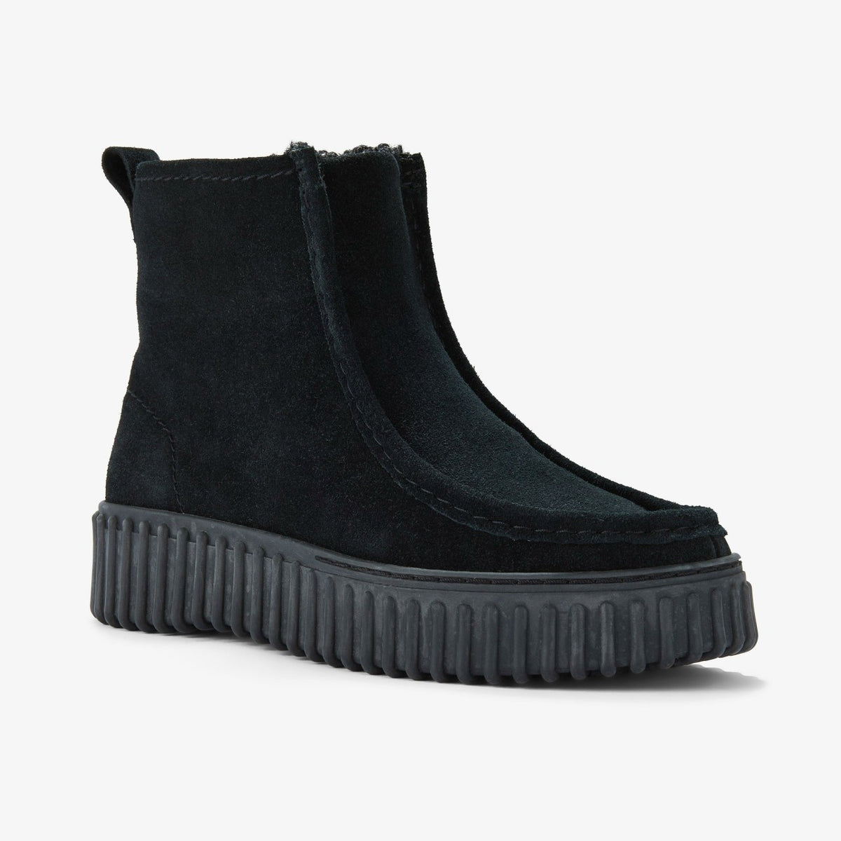 Clarks New / Torhill Cozy Black Warmlined Suede