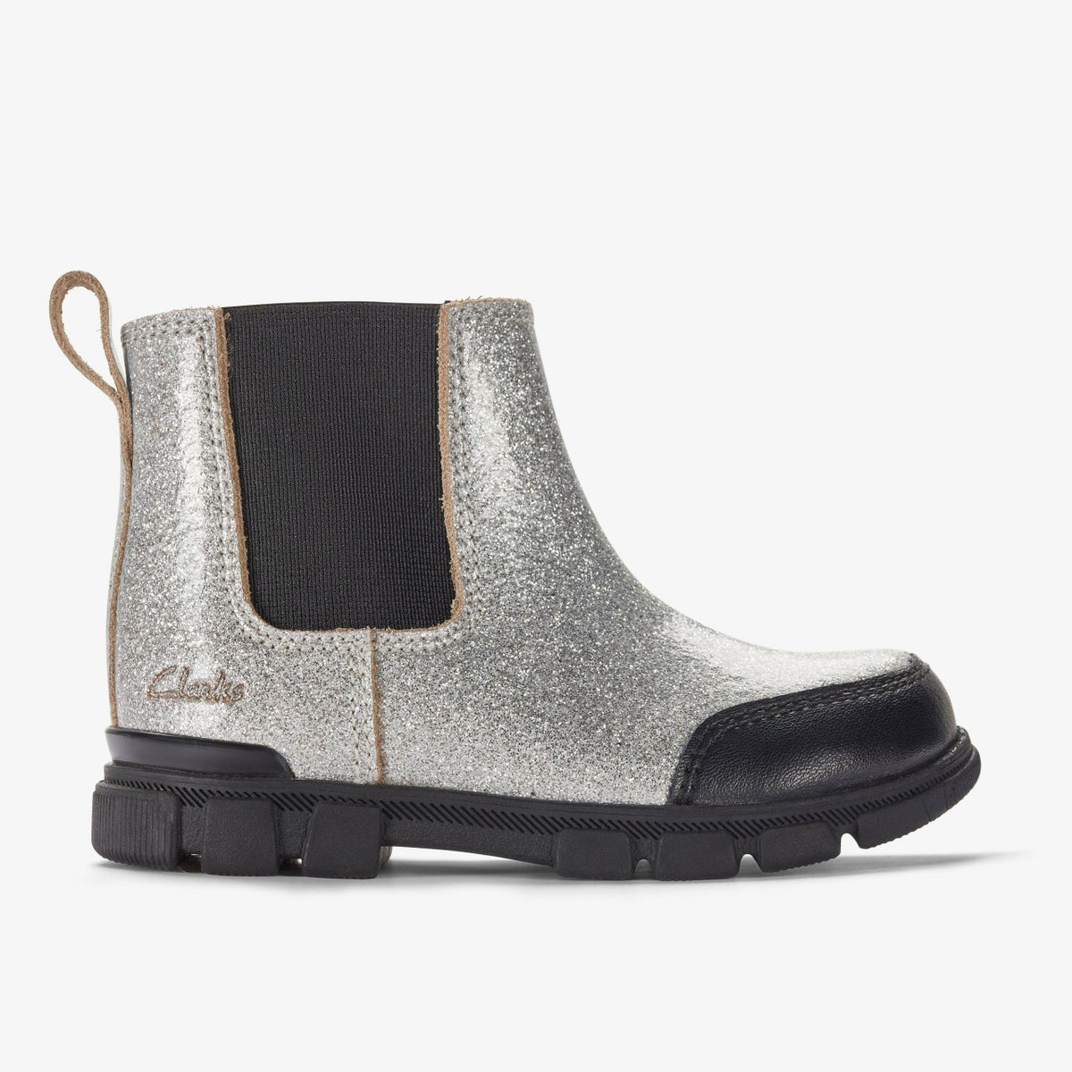 Clarks Great Value / Evyn Chelsea Toddler Silver Patent