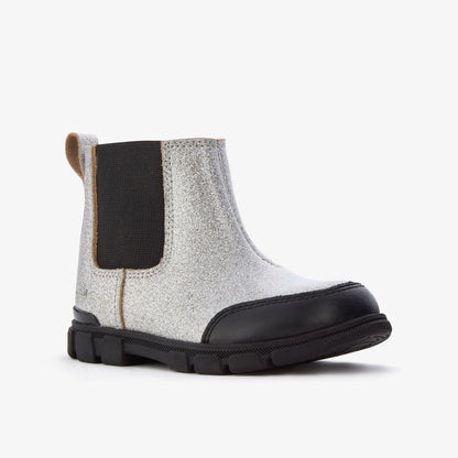 Clarks Great Value / Evyn Chelsea Toddler Silver Patent