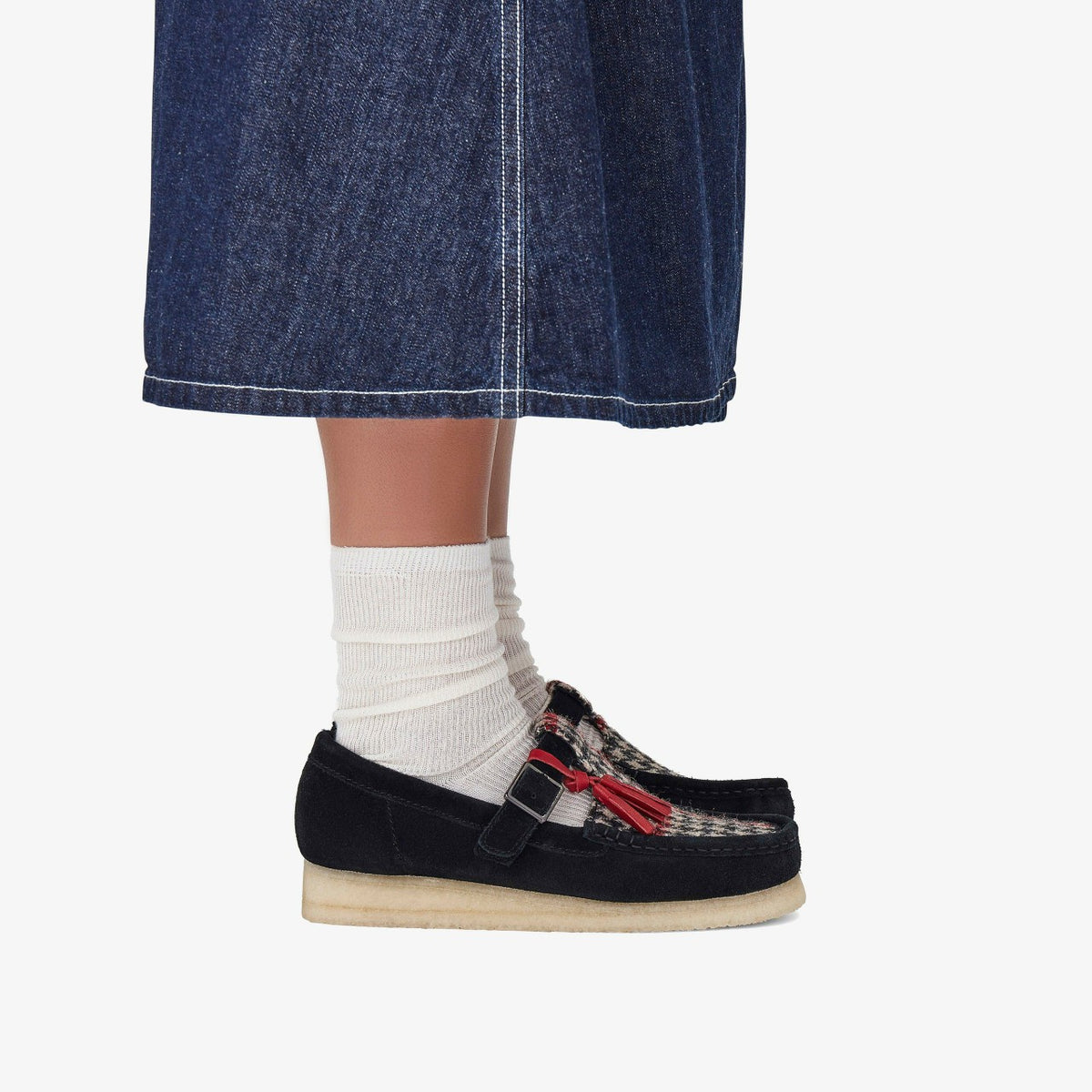 Clarks Trusted / Wallabee T Bar Black Tweed Combination