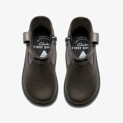Clarks Discount / Oaklyn Top Toddler Pewter Suede