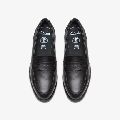 Clarks Top Pick / Tapa Edge Youth Black Leather