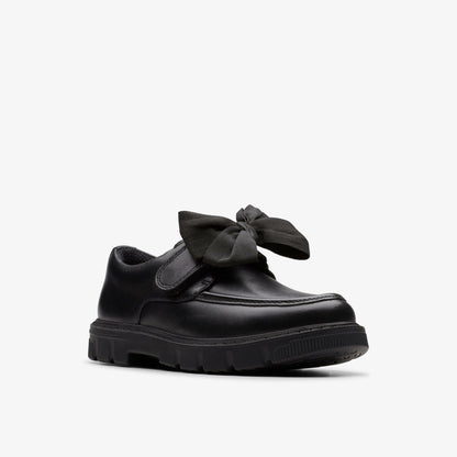 Clarks Popular / Lorcam Bow Kid Black Leather