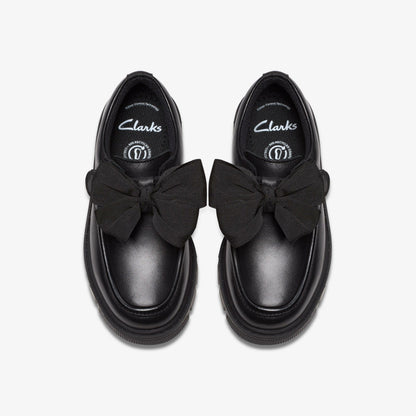 Clarks Popular / Lorcam Bow Kid Black Leather