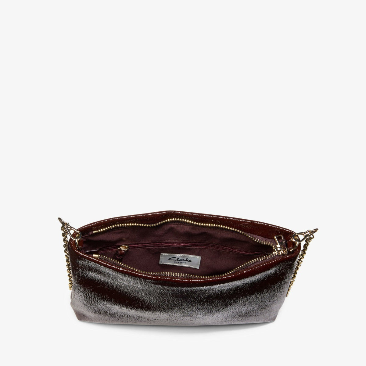 Clarks Trusted / Dress Pouch Burgundy Patent