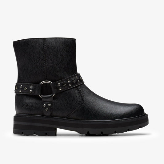 Clarks Hot Sale / Prague Shine Kid Black Leather