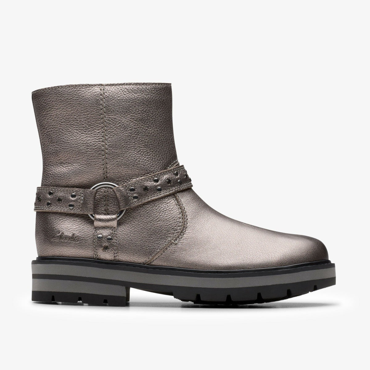 Clarks Sale / Prague Shine Kid Pewter Metallic