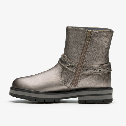 Clarks Sale / Prague Shine Kid Pewter Metallic